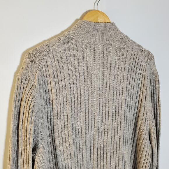Tasso Elba light grey Lambswool zipper ribbed sweater jacket Size XL - Picture 7 of 9